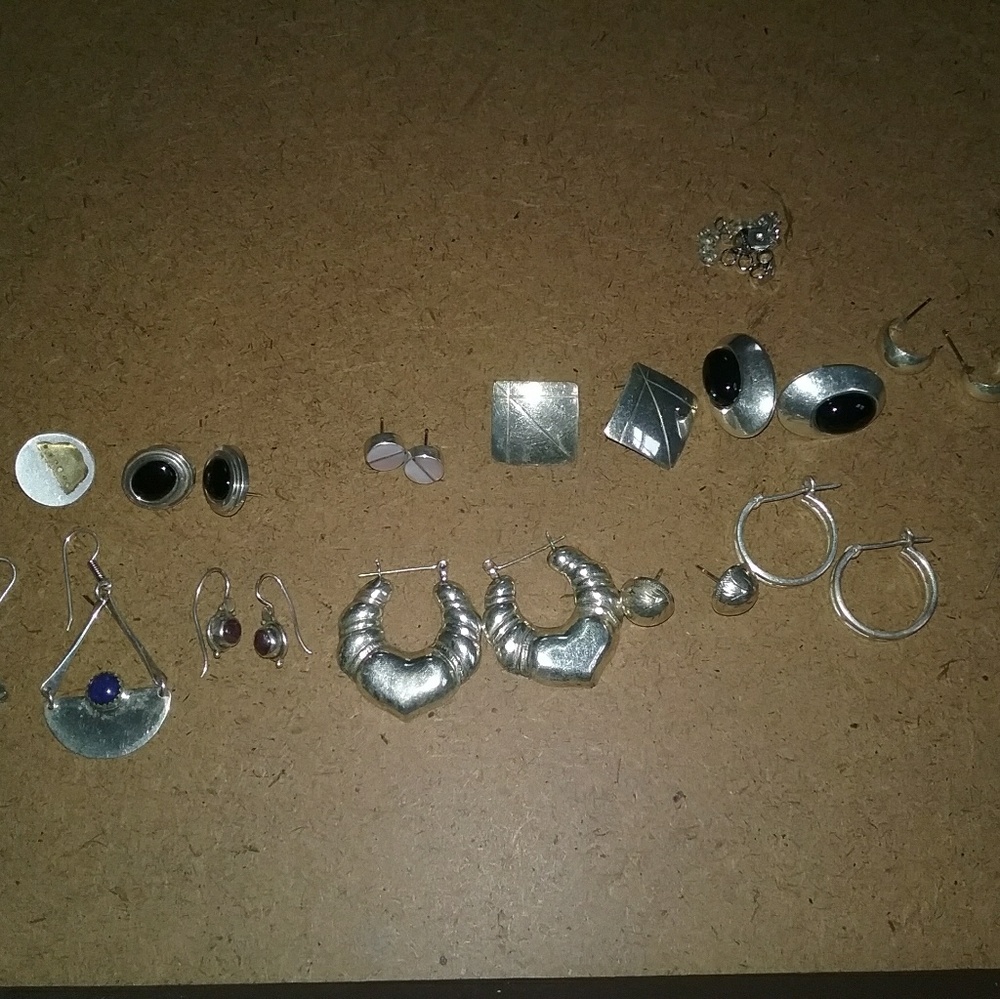 LOT of vintage sterling silver earrings